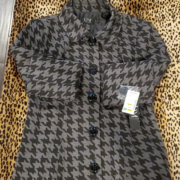 Donna Moore Black/Grey Chevron Coat Sz M - Picture 3 of 8